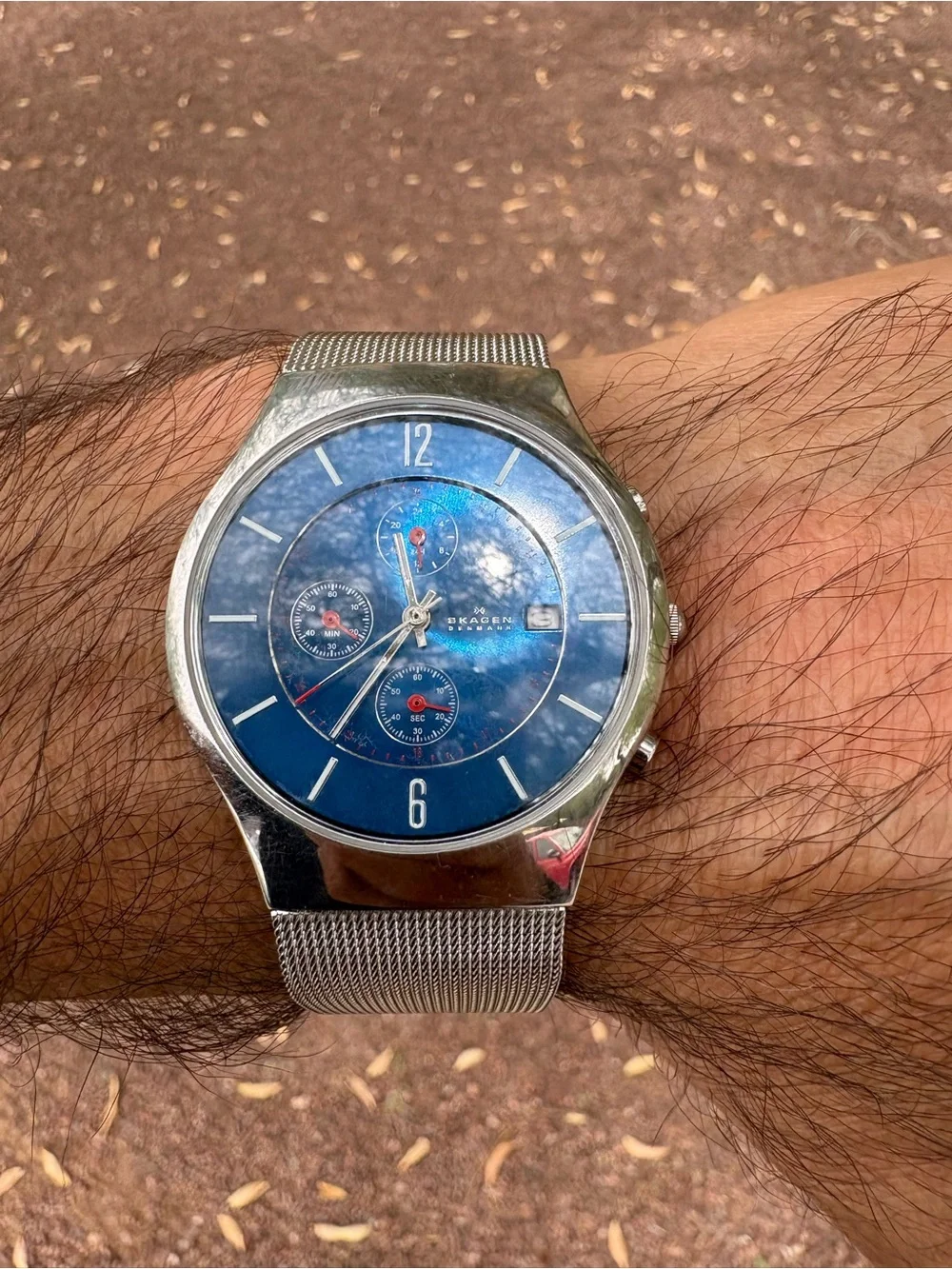 Skagen Havene Chronograph mens watch Blue dial mesh bracelet